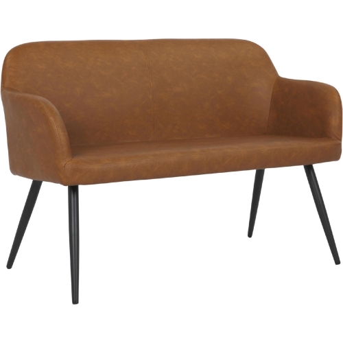 Daniella High Back Bench in Camel Leatherette & Black Steel
